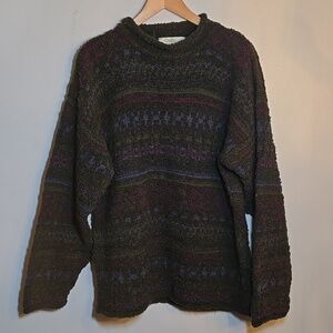 Quill's Woollen Market Ireland Multicolor Knit Wool Roll Kneck Pullover Sweater